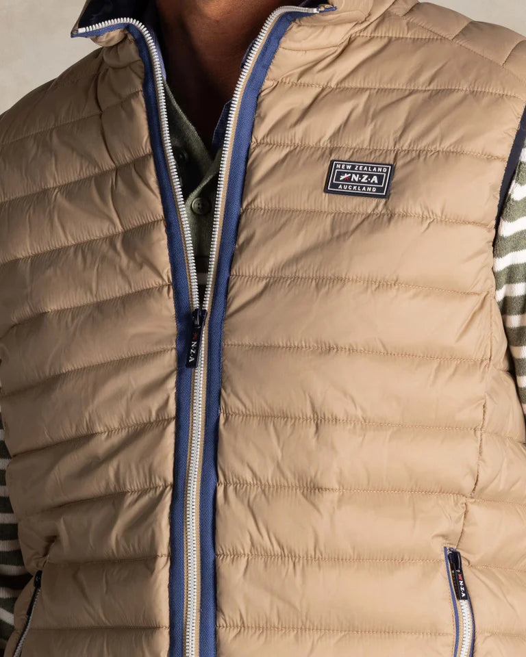 Bodywarmer Homme beige casual chic zip contrasté – jusqu’au 3XL