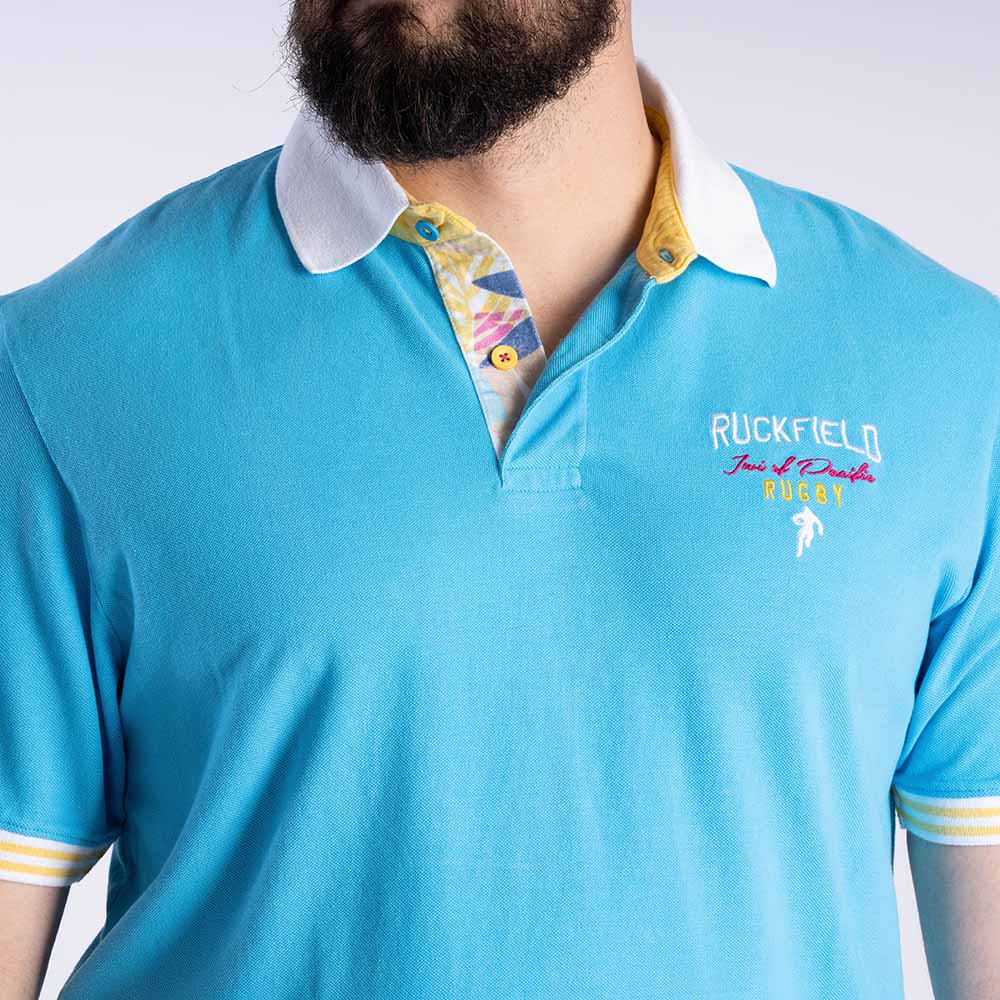 Polo turquoise à manches courtes Ruckfield Iwi of Pacific