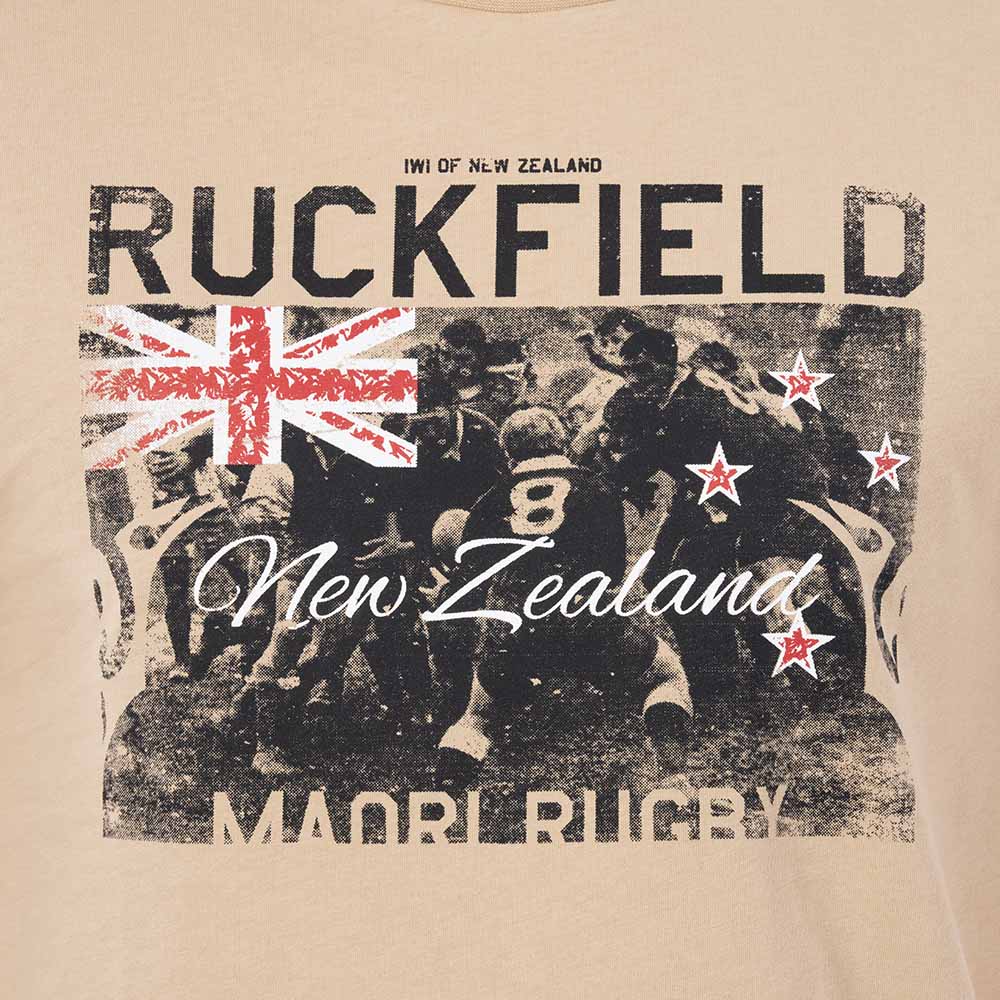T-shirt Ruckfield à manches courtes rugby Maori beige