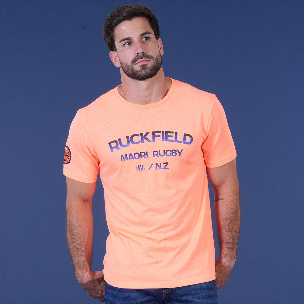 T SHIRT MC MAORI RUGBY Orange vif - jusqu’au 3XL