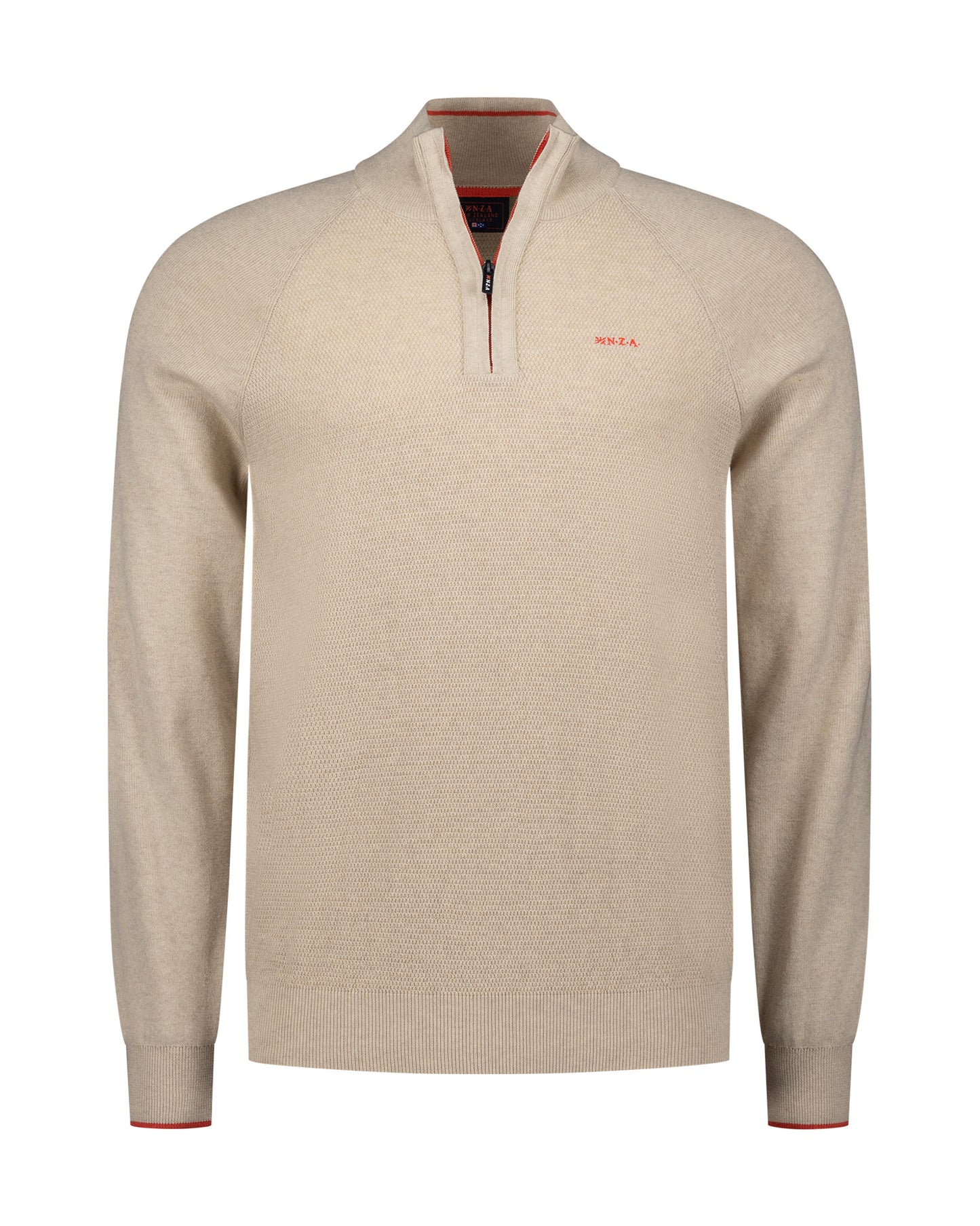 Pull homme beige casual chic col zippé détail contrasté – jusqu’au 3XL