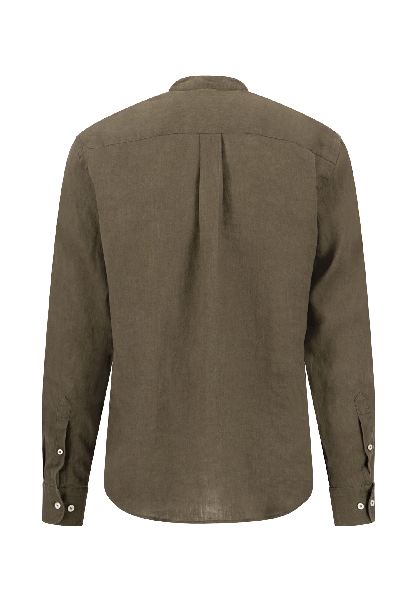 Chemise en lin col Mao dark khaki - jusqu’au 3XL