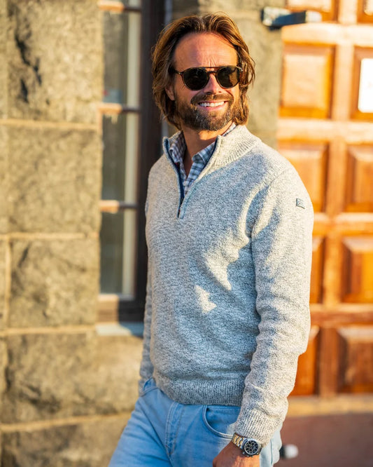 25GN410
Tricot demi-zip vert en coton