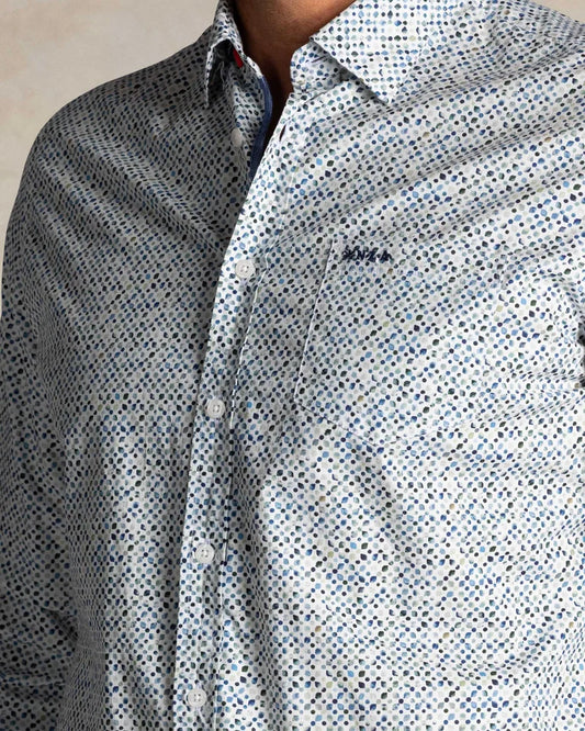 Chemise imprimée en coton écru