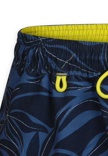 Maillot de bain homme bleu à motif tropical – Taille élastique avec cordon - jusqu’au 4XL