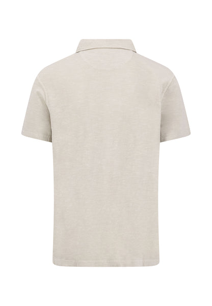 Polo en mélange coton-lin avec col polo CEMENT - jusqu’au 3XL