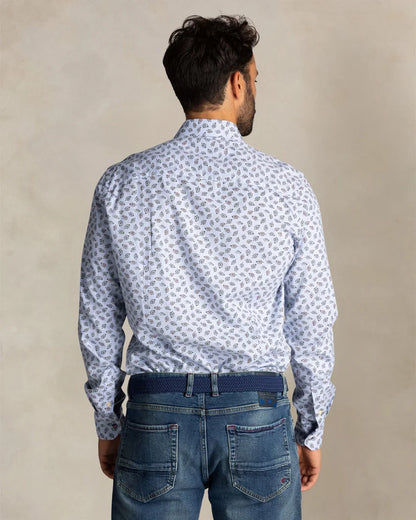 25HN548
Chemise en coton bleu avec imprimé