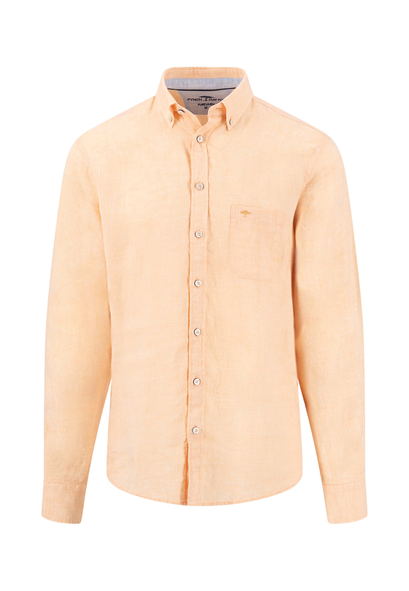 Chemise en lin à col boutonné et poche poitrine tangerine - jusqu’au 3XL