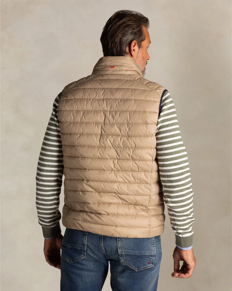Bodywarmer Homme beige casual chic zip contrasté – jusqu’au 3XL