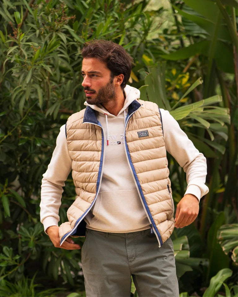 Bodywarmer Homme beige casual chic zip contrasté – jusqu’au 3XL