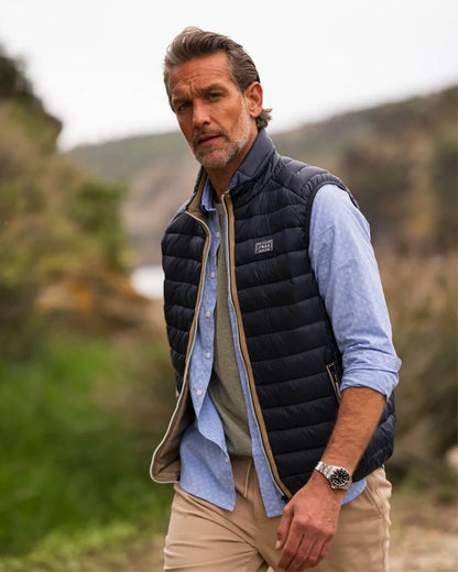 Bodywarmer Homme bleu marine casual chic col contrasté – jusqu’au 3XL