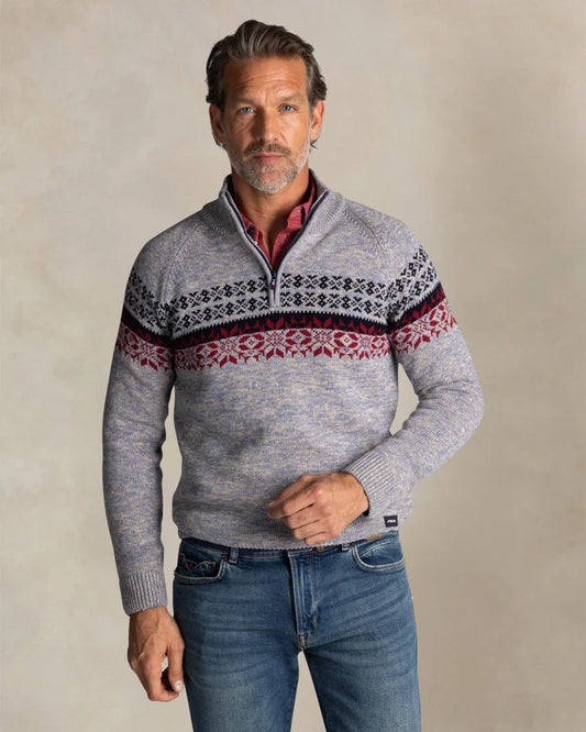 25HN408
Bleu pull en coton à demi-fermeture éclair