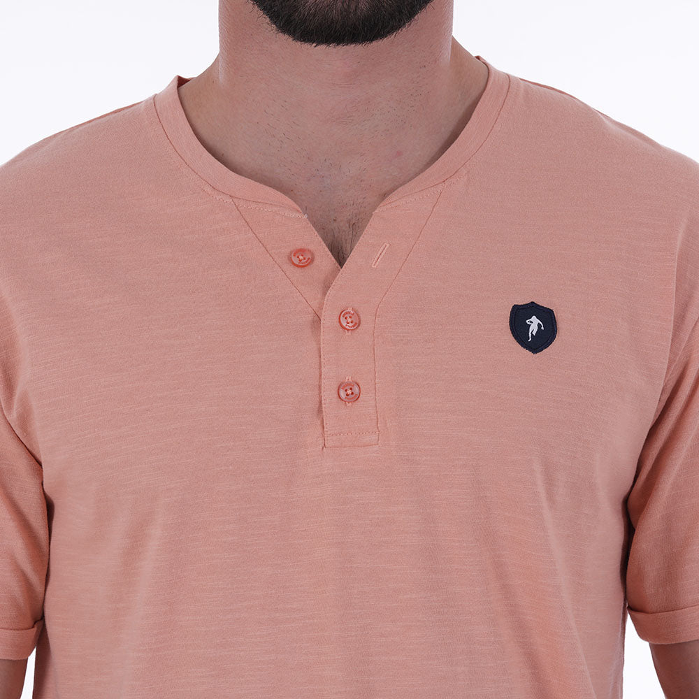 T-shirt Ruckfield col tunisien abricot