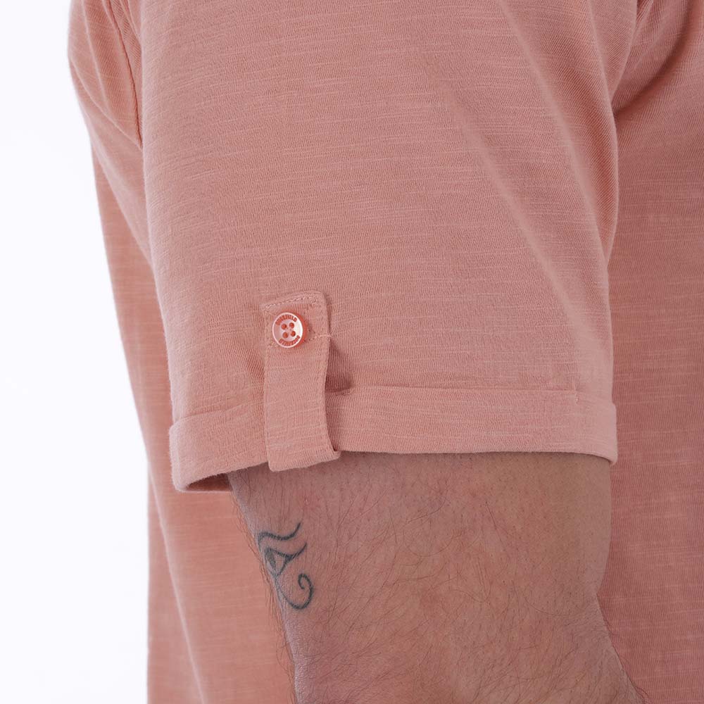 T-shirt Ruckfield col tunisien abricot
