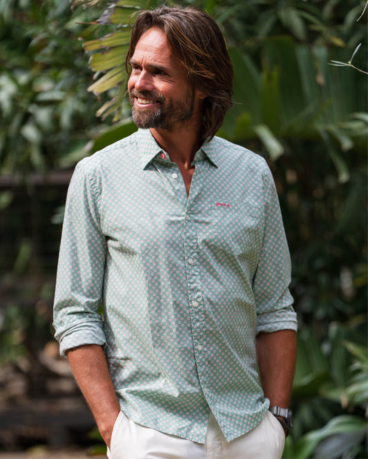 Chemise Homme vert clair casual chic motif imprimé – jusqu’au 3XL