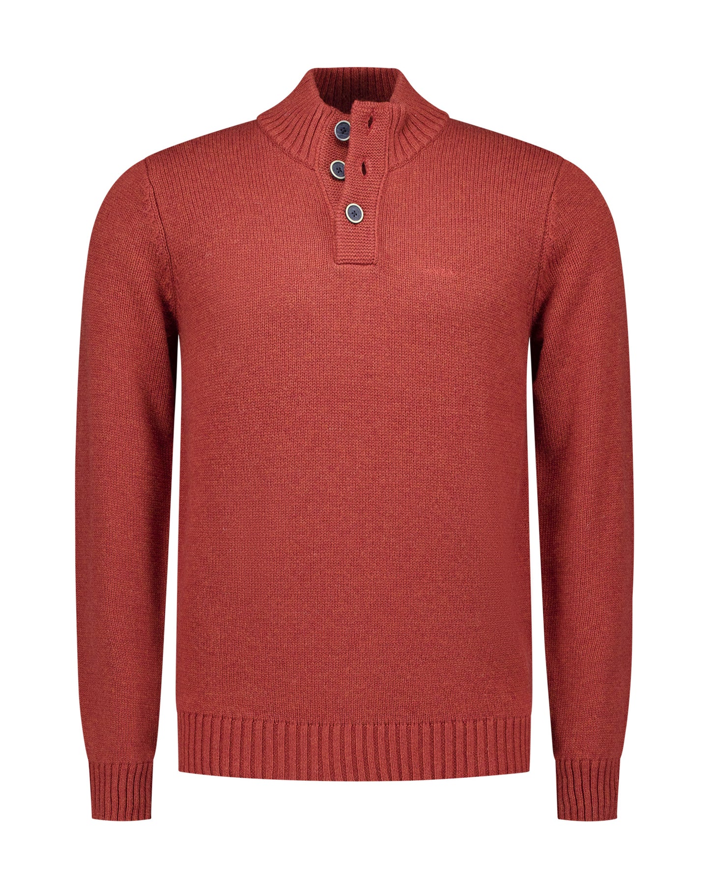 25HN419
Pull en laine rouge à col boutonné