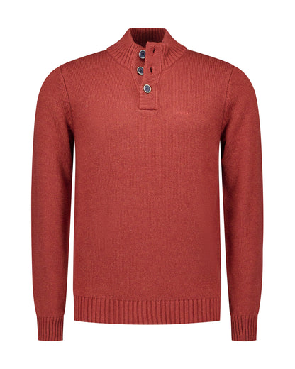 25HN419
Pull en laine rouge à col boutonné