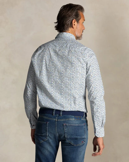 Chemise imprimée en coton écru