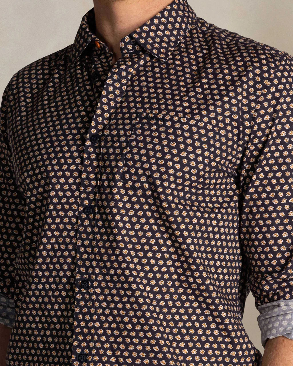 Chemise en coton bleu stretch