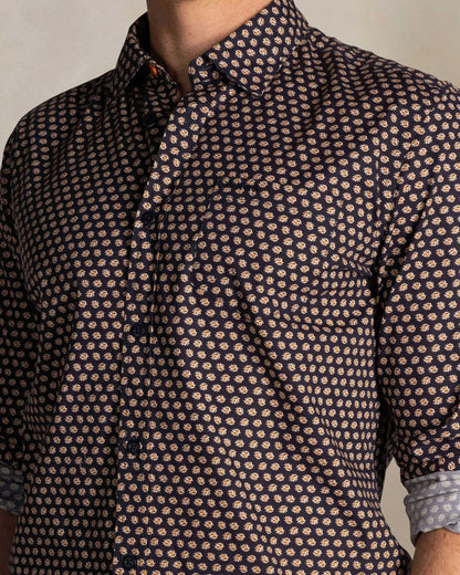 Chemise en coton bleu stretch