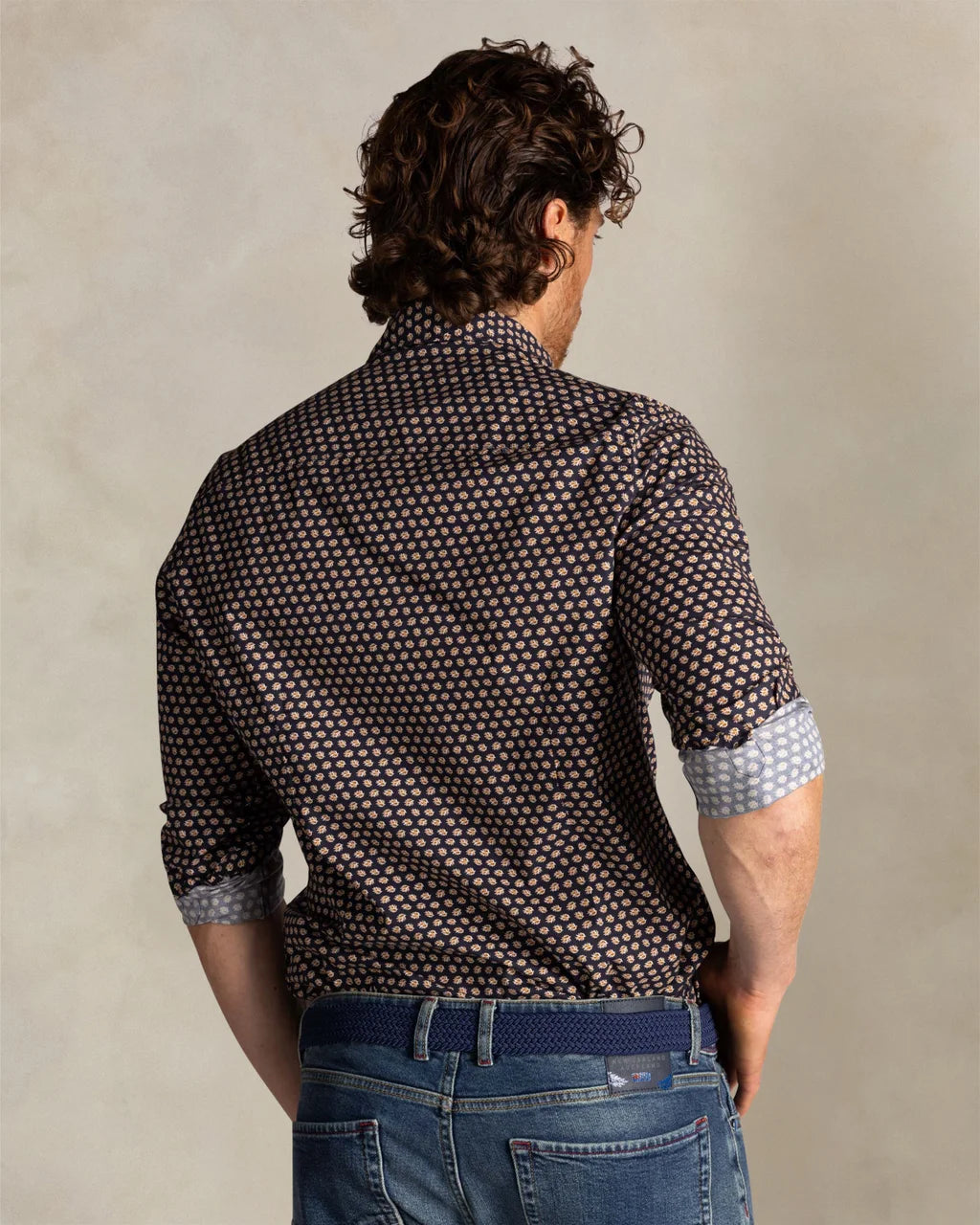 Chemise en coton bleu stretch