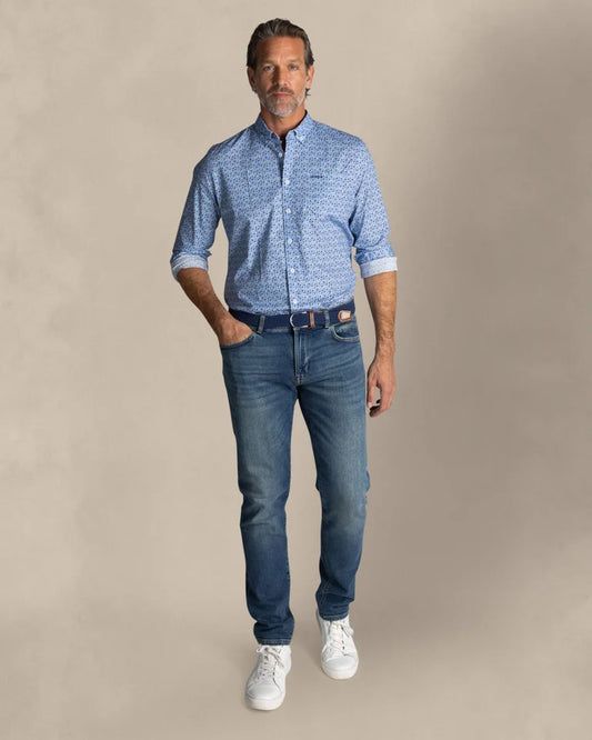 25HN544
Chemise bleue en coton stretch