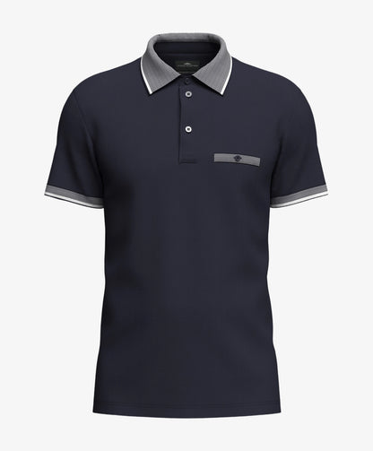 Polo homme marine col contrasté – Élégance casual - jusqu’au 3XL