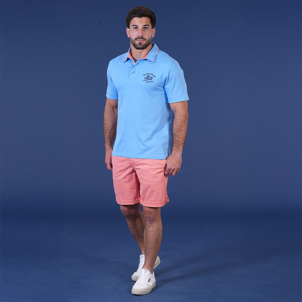 Polo Ruckfield à manches courtes Palm Beach bleu clair - jusqu’au 3XL