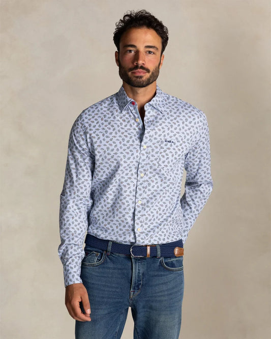 25HN548
Chemise en coton bleu avec imprimé