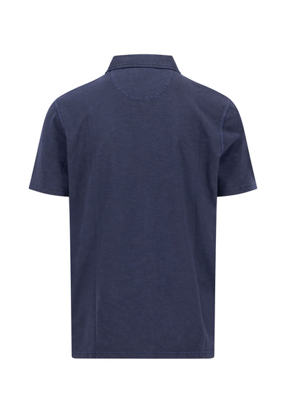 Polo en mélange coton-lin avec col polo NAVY - jusqu’au 3XL