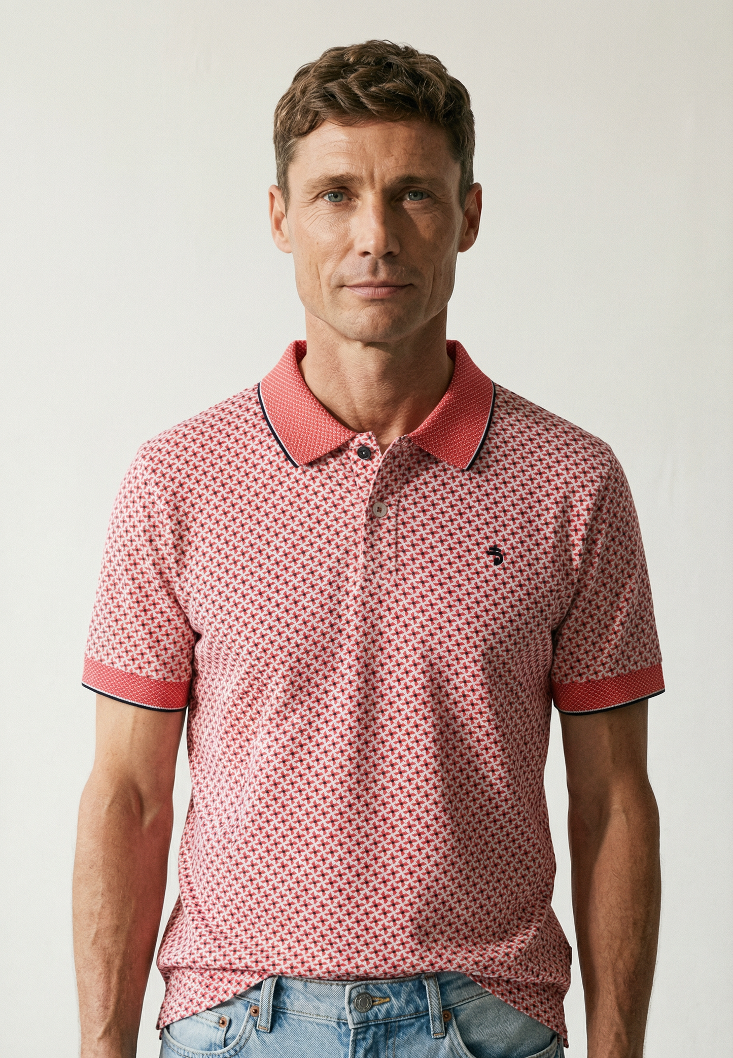 Polo homme J&JOY Rouge motif graphique casual chic - jusqu’au 4XL