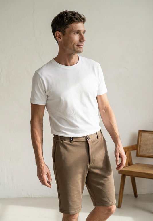 Bermuda homme J&JOY beige camel casual chic