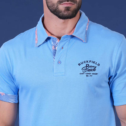 Polo Ruckfield à manches courtes Palm Beach bleu clair - jusqu’au 3XL