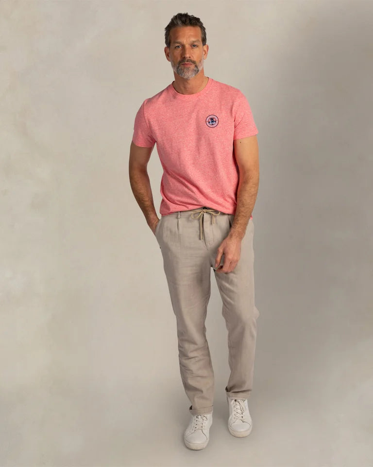 Tee-shirt Homme rose chiné casual chic logo poitrine – jusqu’au 3XL