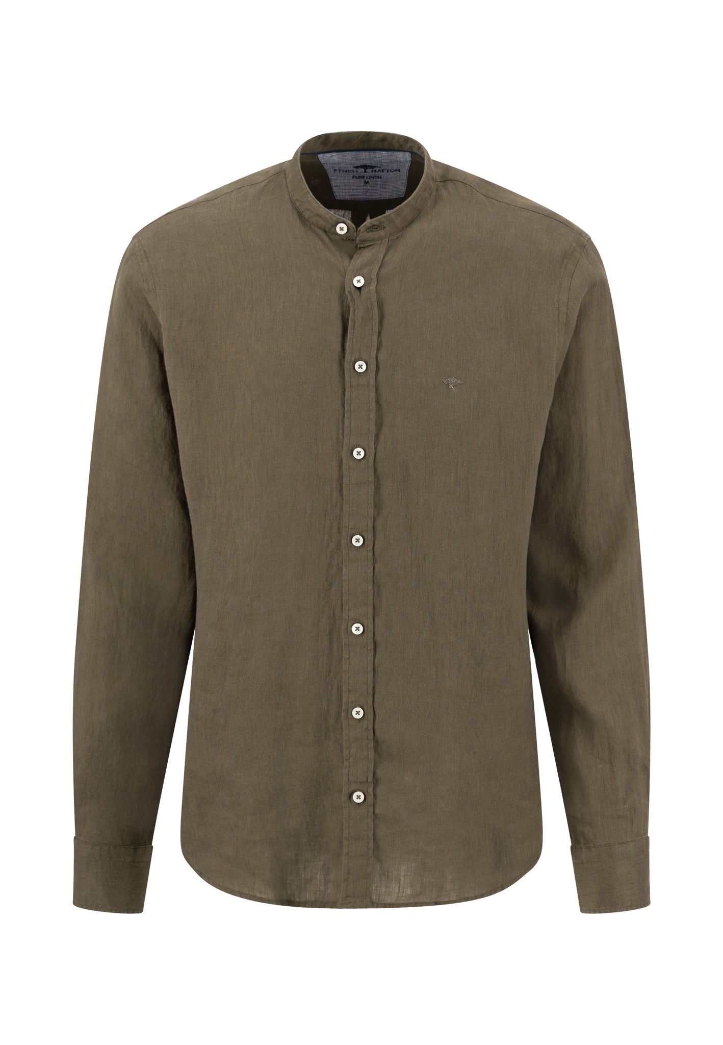 Chemise en lin col Mao dark khaki - jusqu’au 3XL