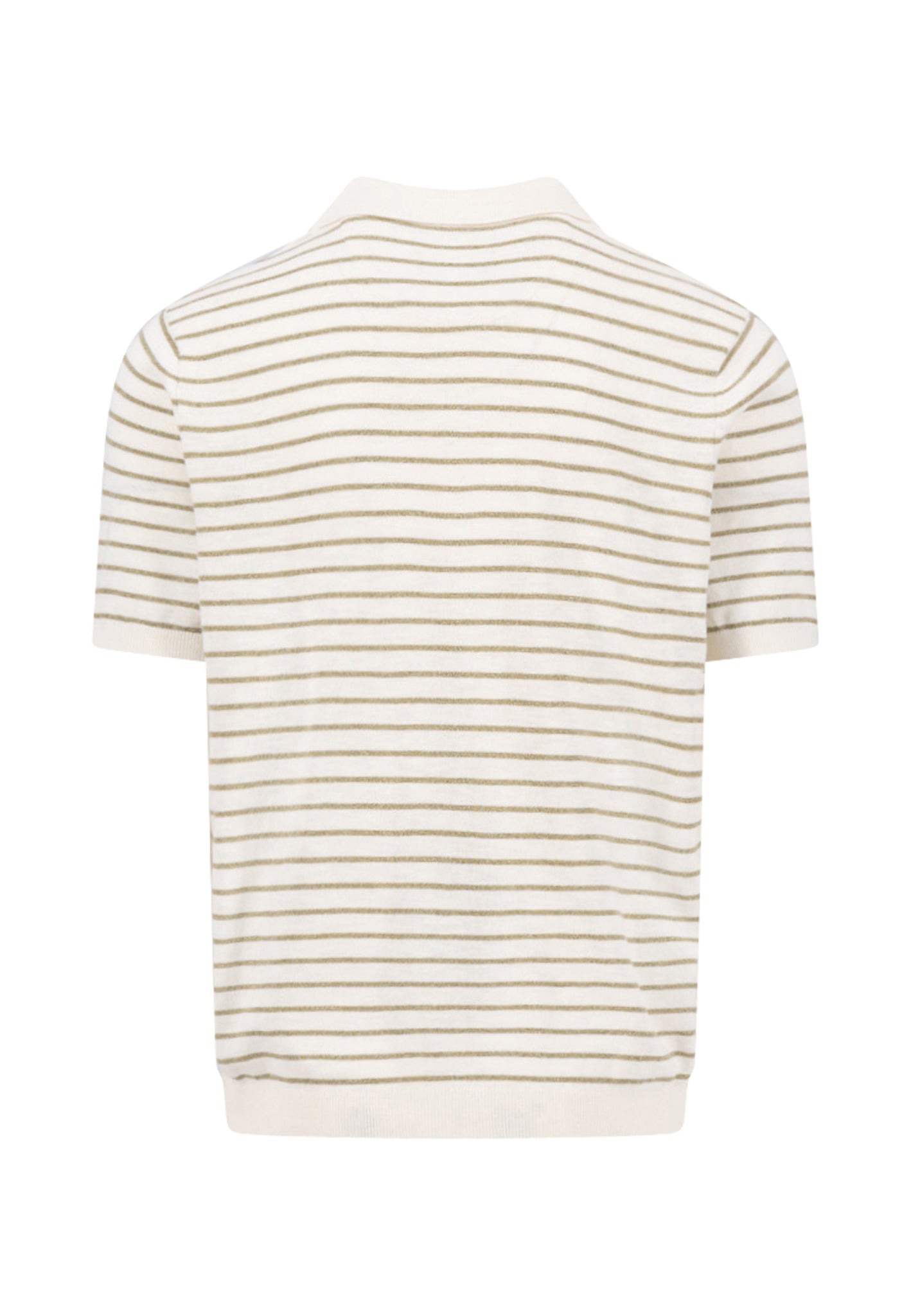 Polo tricoté en mélange coton-lin à rayures new offwhite - jusqu’au 3XL