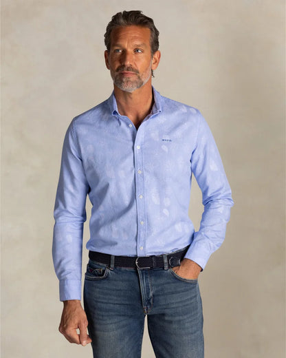 Chemise en coton bleu avec imprimé - jusqu’au 3XL