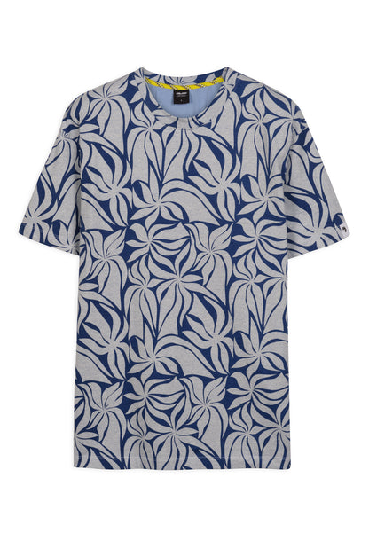 T-shirt J&JOY Bleu & Gris Motif Feuillage Casual Chic
 - jusqu’au 4XL