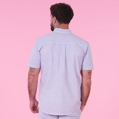 CHEMISE MC LE CLUB Rayures bleu/blanc - jusqu’au 4XL