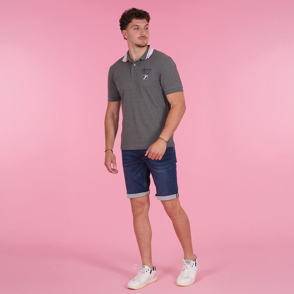 POLO MC MEMBERS Gris clair - jusqu’au 4XL