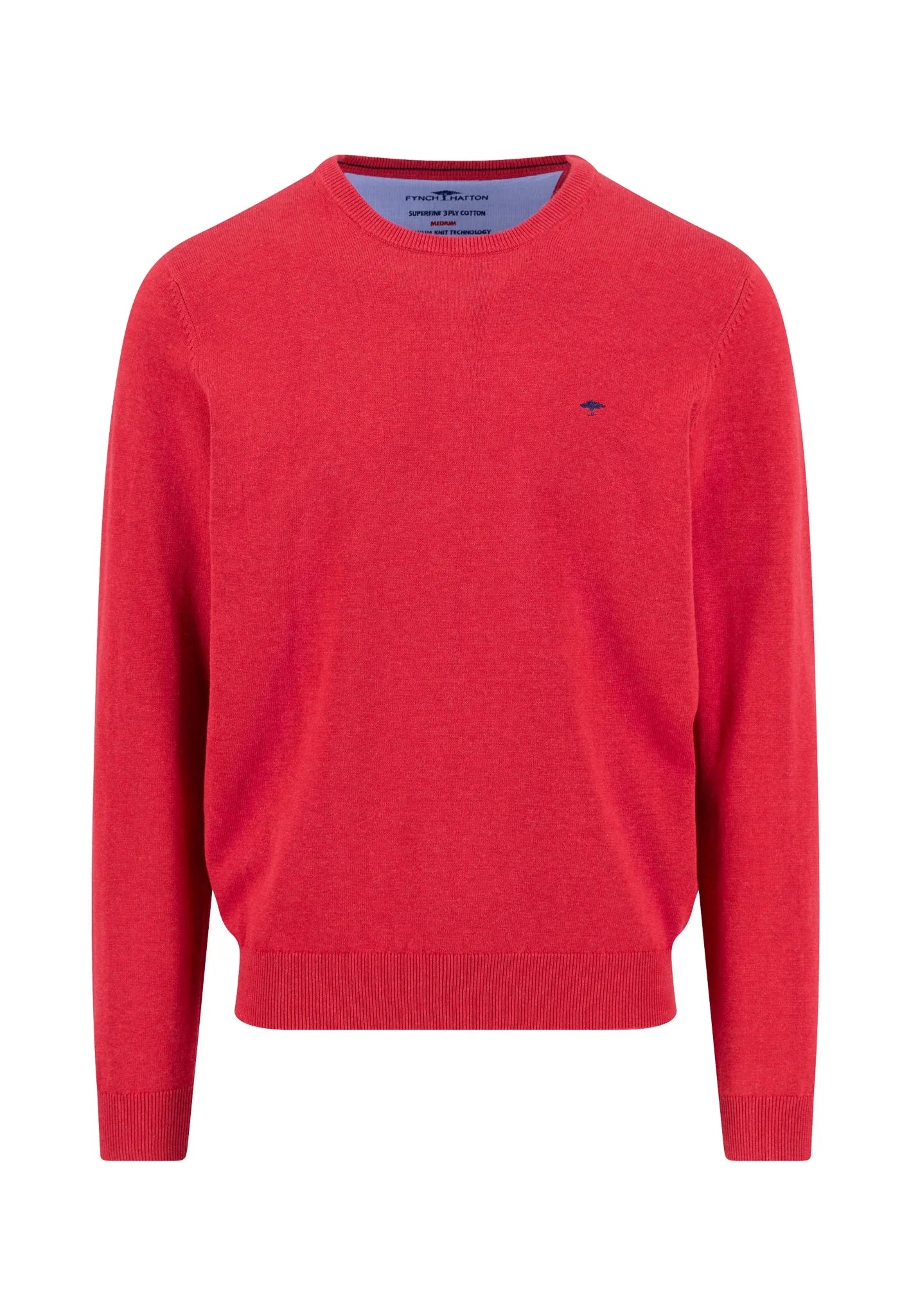 Pull en maille fine 100% coton à col rond  cranberry red - jusqu’au 4XL
