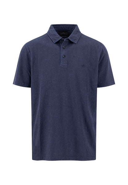 Polo en mélange coton-lin avec col polo NAVY - jusqu’au 3XL