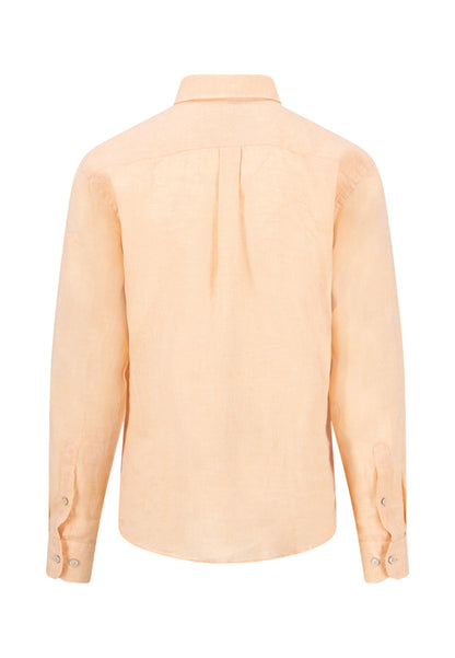 Chemise en lin à col boutonné et poche poitrine tangerine - jusqu’au 3XL