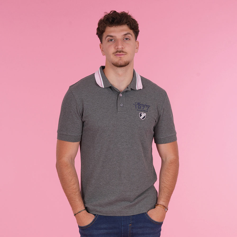 POLO MC MEMBERS Gris clair - jusqu’au 4XL
