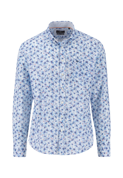 Shirt with button-down collar and floral print