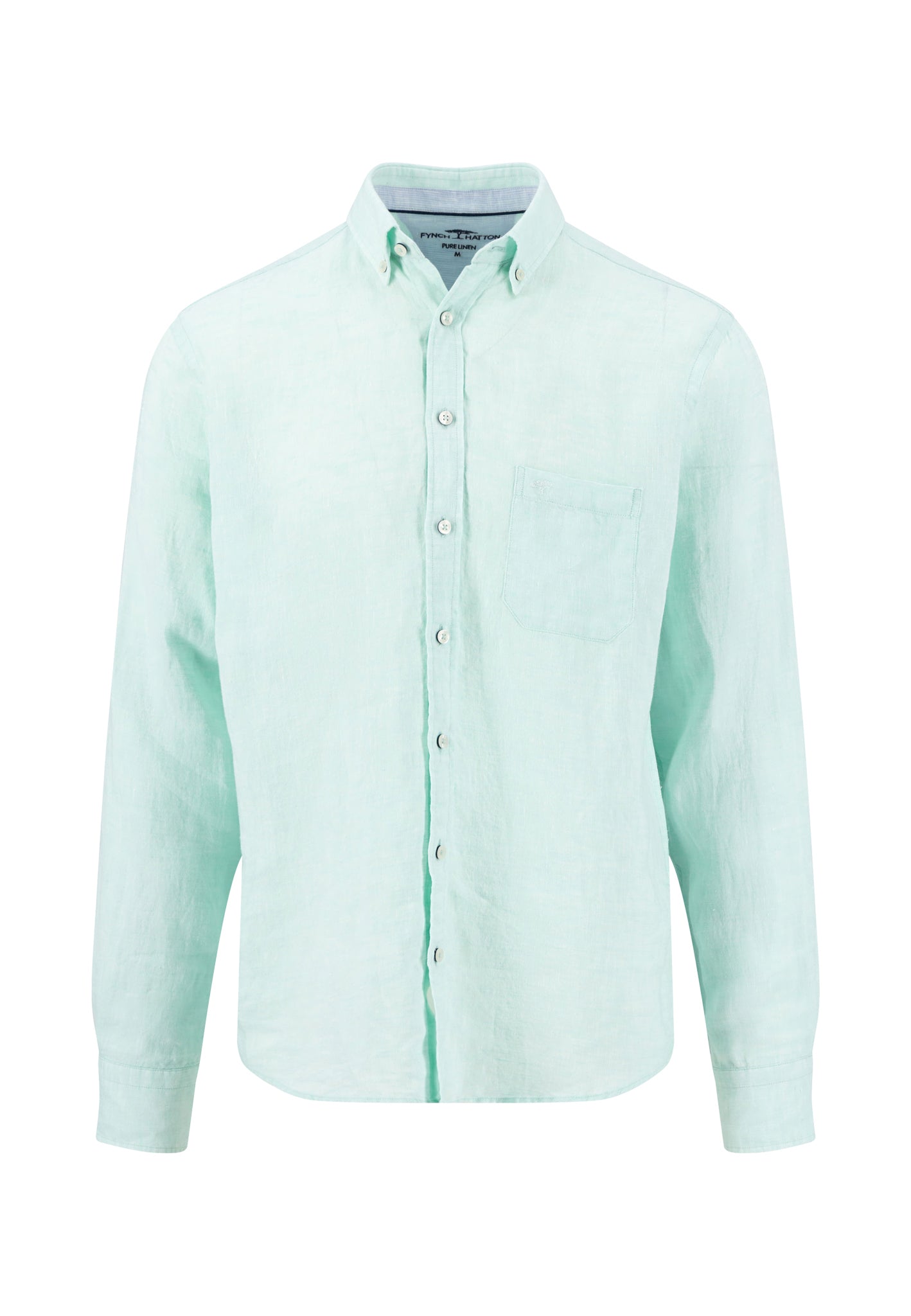 Chemise en lin à col boutonné et poche poitrine mint - jusqu’au 3XL