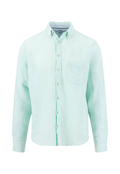 Chemise en lin à col boutonné et poche poitrine mint - jusqu’au 3XL