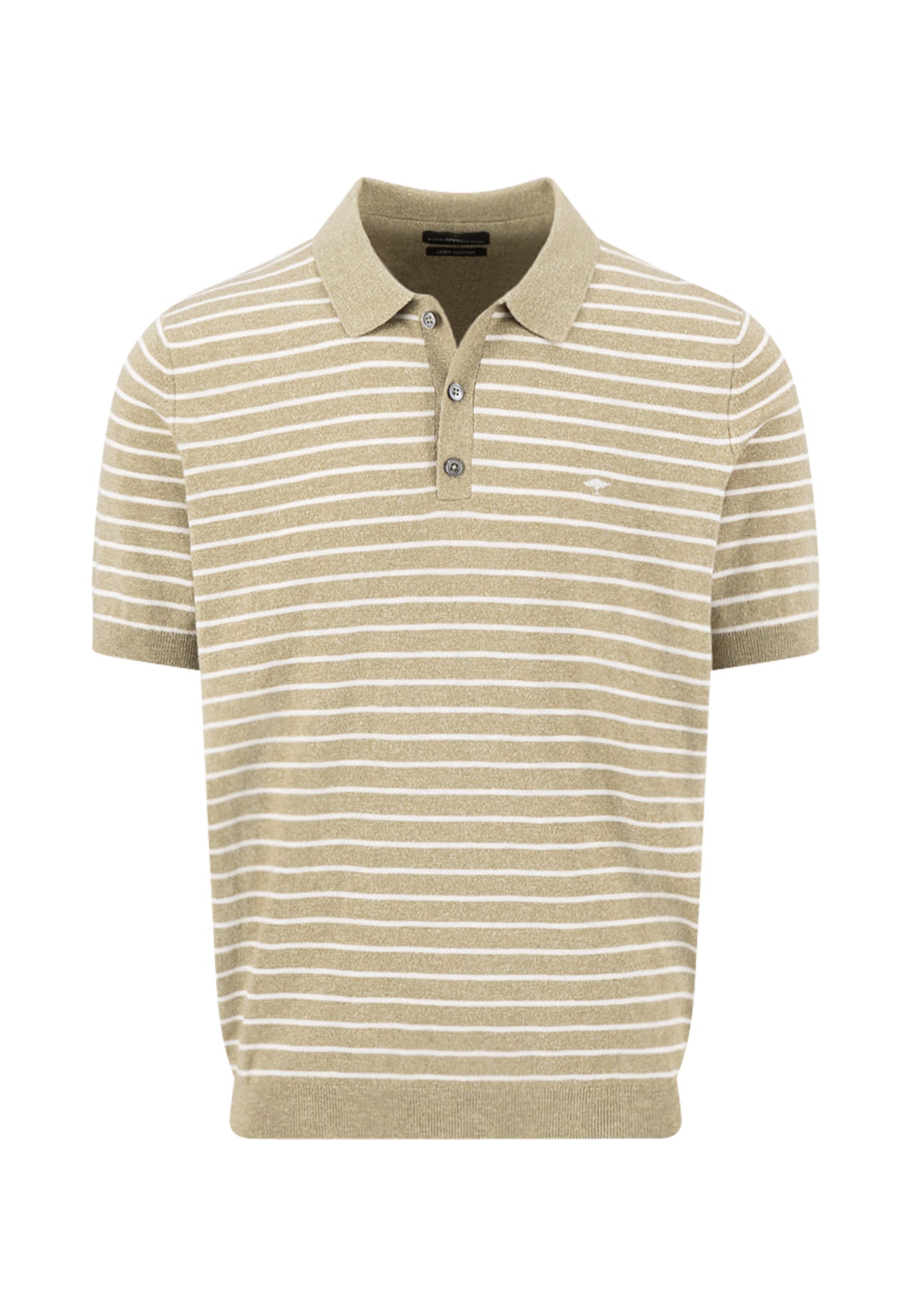 Polo tricoté en mélange coton-lin à rayures  pistachio - jusqu’au 3XL
