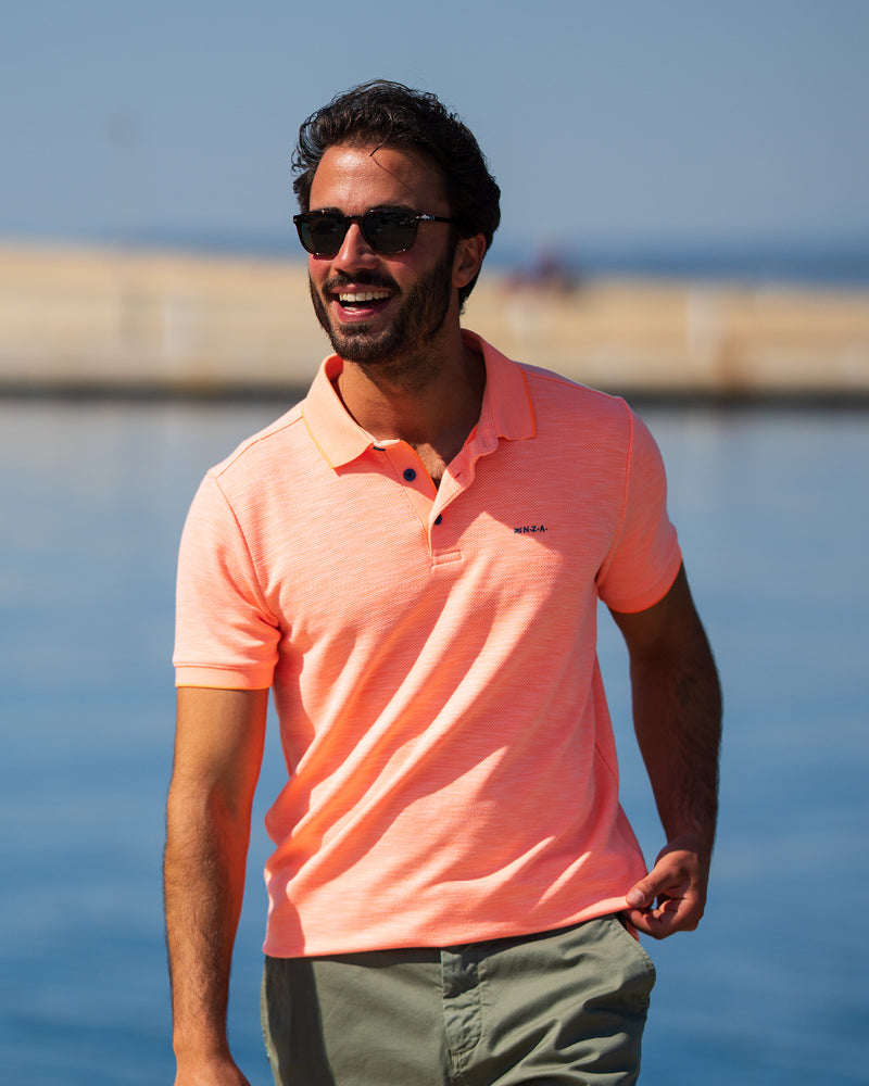 Polo Homme orange mandarine casual chic logo brodé – jusqu’au 3XL