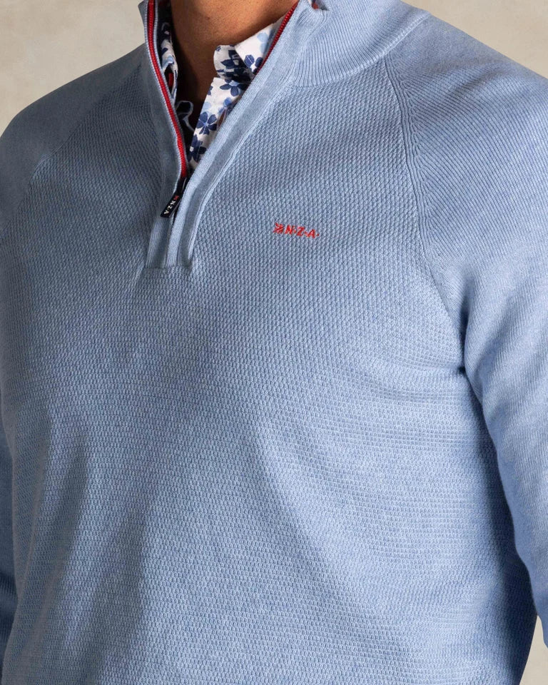 26AN429 PULLOVER HALF ZIP SKY BLUE MELANGE